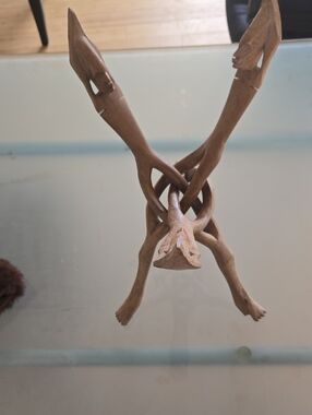 Source Unknown Brown Carved Wooden Salad Tongs